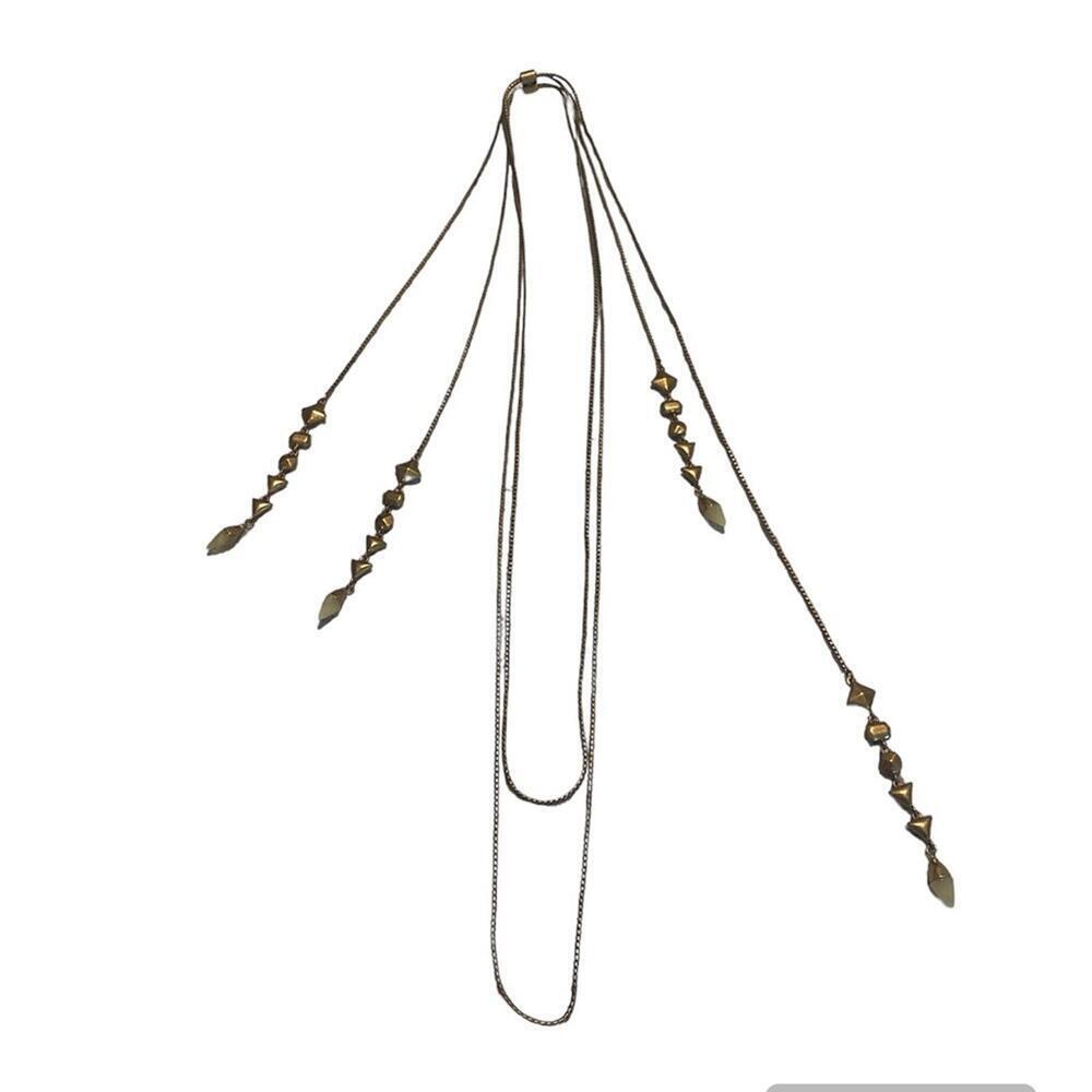 Stella & Dot Necklace Adjustable Soft Gold Tone Double Strand